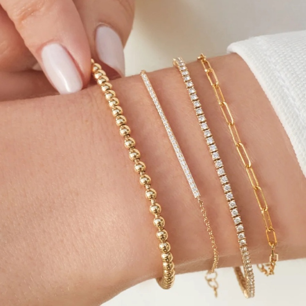 EF Collection Chic Gold Ball Stretch Bracelet -set of 3- original packaging inc - Picture 7 of 12